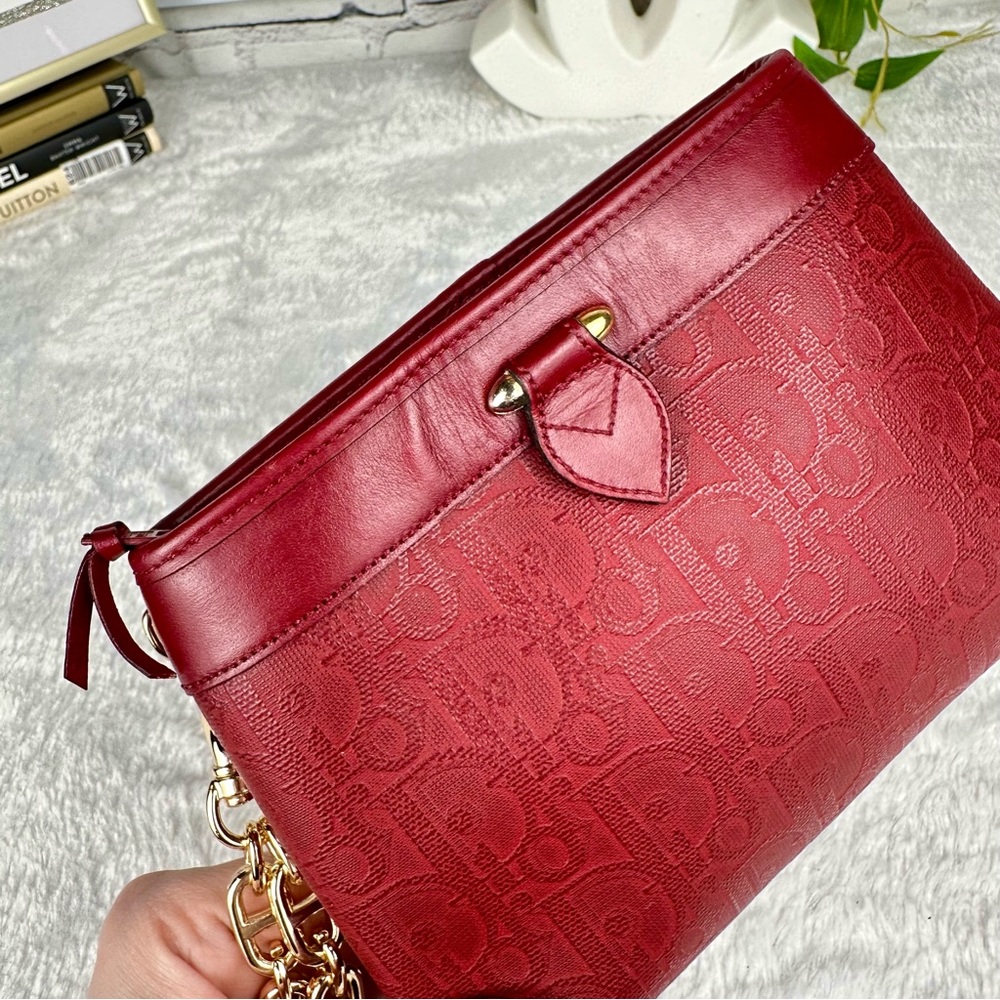 Dior Trotter Red monogram canvas and leather Wristlet, Pouch VINTAGE CUTE - Picture 8 of 13